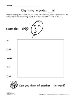 Kindergarten, Preschool Word lists Worksheets: Rhyming words: _am