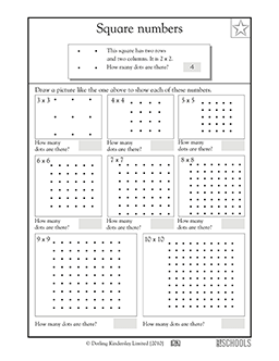 3rd grade Math Worksheets: Square numbers | GreatSchools