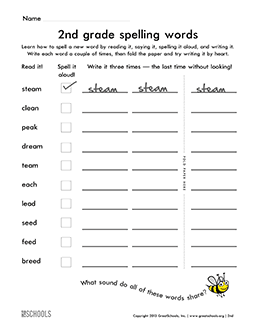 2nd grade Word lists Worksheets: 2nd grade spelling words (list #27 of