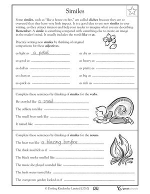 5 great reading worksheets: grade 4 - Simile or cliché? | GreatSchools