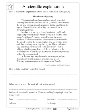 5 great reading worksheets: grade 4 - Thunder and lightning | GreatSchools